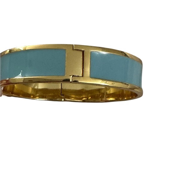 Tory Burch Kira Enamel Bangle Bracelet LightBlue in Gold Tone NWT